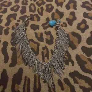 Pretty Lucky Brand Silver Fringe Bracelet with Turquoise Bead